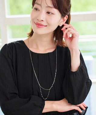 Tiaclasse L 【洗える】シフォンドレープワンピース ブラック