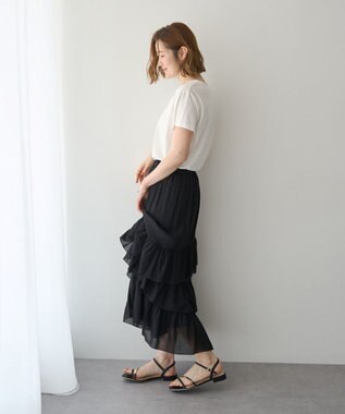 YECCA VECCA アシメラッフルスカート Black
