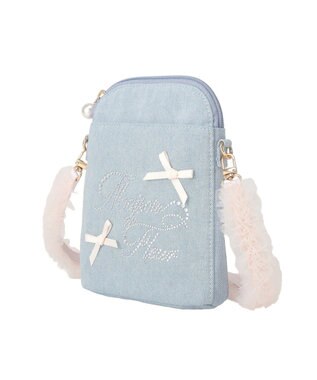 Maison de FLEUR ラインストーンデニムチュールショルダーバッグ Light Blue