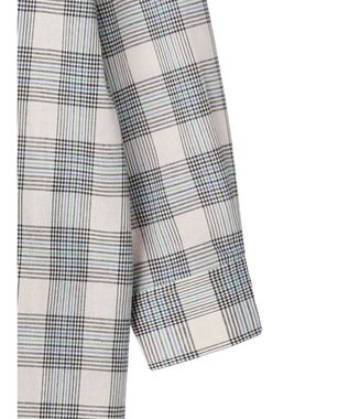 Green Parks 綿麻混バンドカラーシャツワンピース Check