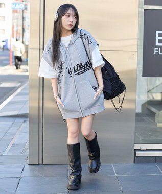 WEGO 【ユニセックス着用ITEM/MLサイズ展開】ジャガードノースリジップパーカー グレー