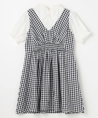 組曲 KIDS 【110-140㎝】ギンガムドッキング ワンピース ブラック系3