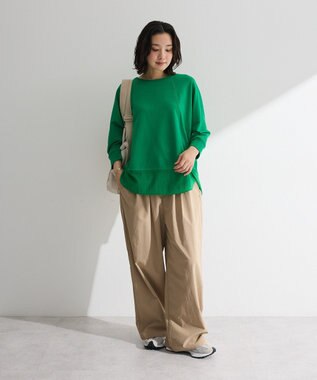 Green Parks 七分袖ドルマン裏毛シアードッキングプルオー Green
