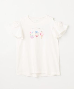 ANY KIDS 接触冷感 いろいろモチーフ Tシャツ ホワイト×アイス