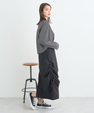 earth music&ecology ＳＥＴ２点リブアンサンブル Border Black