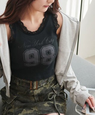 WEGO グラフィックレースタンク ブラック