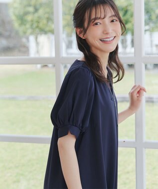 Tiaclasse 【洗える・XSサイズ】裾切替マーメイドフレアワンピース ネイビー