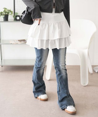 WEGO 【ウエストゴム】カットフリルスカパン ホワイト