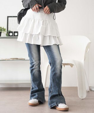 WEGO 【ウエストゴム】カットフリルスカパン ホワイト