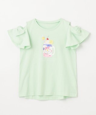 ANY KIDS 接触冷感 いろいろモチーフ Tシャツ ミント×ジュース