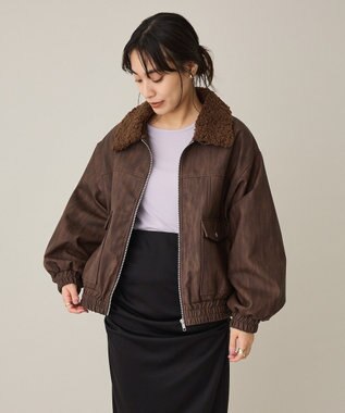 CRAFT STANDARD BOUTIQUE フェイクレザー衿ボアブルゾン Brown