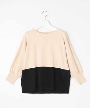 自由区 【洗える】クレープストレッチドルマンスリーブ7分袖 ニット ベージュ系1