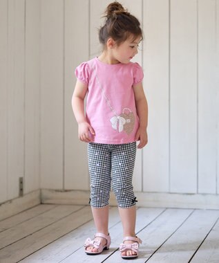 ANY KIDS 【WEB限定】7days プリント 半袖 Tシャツ ピンク×ポシェット