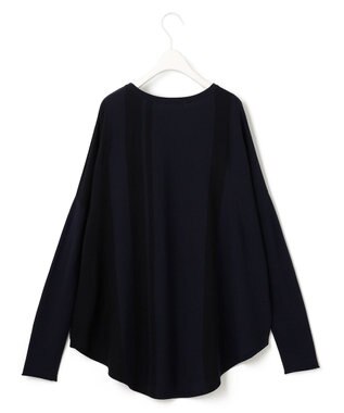 ICB 【洗える】 ヴィスコースワイド 配色デザインプルオーバー ネイビー×ブラック系