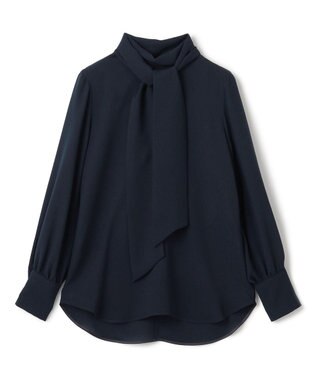 BEIGE， 【WEB限定・洗える】STOW / ボウタイブラウス Navy