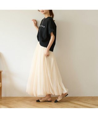 MODE ET JACOMO <carino>グリッターコンビフラットシューズ ベージュコンビ