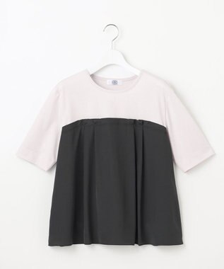 J.PRESS LADIES L 【洗える】ドッキングジャージー ビスチェライク プルオーバー グレージュ×スレート系