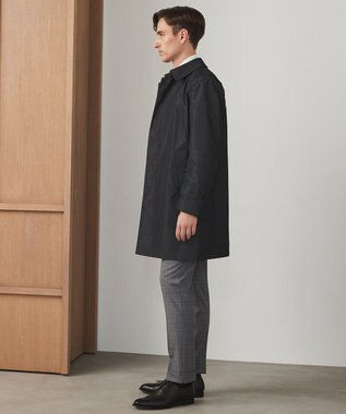 GOTAIRIKU ダウンライナー装着可【半裏仕様でより軽量】メランジシャンブレー ステンカラースプリングコート ライトグレー系