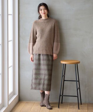 ANY ラムウールフェザーコンビプルオーバー モカ