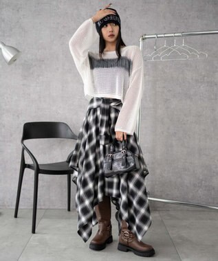 WEGO スプレーロゴジャガードメッシュニット ホワイト