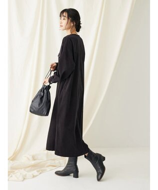 CRAFT STANDARD BOUTIQUE コーデュロイパールドット釦ワンピース Charcoal Gray