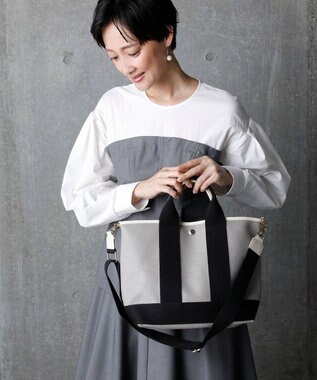  【Breath TOPKAPI】スコッチグレイン ネオレザー トート バッグ ショルダー付き M