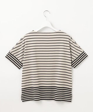 23区 S 【洗える】ランダムボーダー ドルマン カットソー サンド×ブラックボーダー