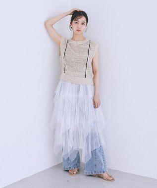 earth music&ecology 2wayレイヤードチュールスカート Off White
