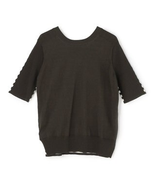 BEIGE， JULIE / コットンシルク 2WAY半袖ニット Ecru×Khaki