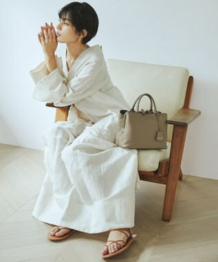 TOPKAPI 【TREASURE TOPKAPI】フロントステッチ レザーミニショルダーバッグ グレージュ