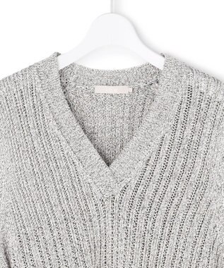 ICB L コットンツイスター ニットベスト オフホワイト×ブラックミックス