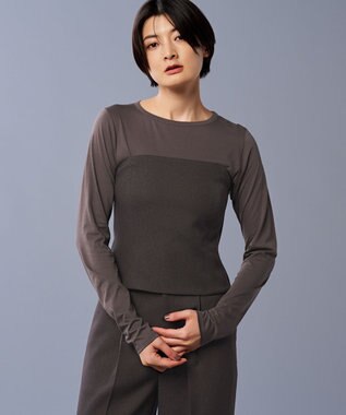 uncrave アルビニスタシフォン ボートネック カットソー（uncrave STANDARD） チャコールブラウン