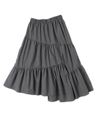 WEGO 【ウエストゴム】ランダムフリルロングスカート グレー