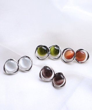 Tiaclasse スフィアーアクリル＋サークルピアス シルバー×ホワイト