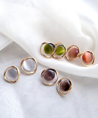 Tiaclasse スフィアーアクリル＋サークルピアス ゴールド×ホワイト