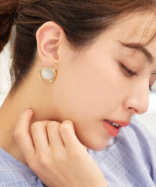 Tiaclasse スフィアーアクリル＋サークルピアス ゴールド×ホワイト