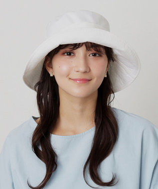 MOONBAT 【洗える】FURLA(フルラ) シャンブレー中つばダウンハット オフホワイト