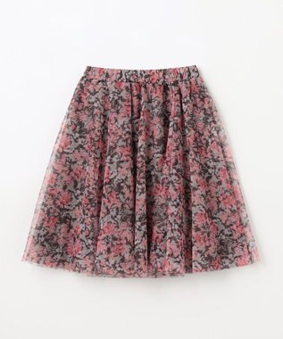 ANY KIDS 花柄 チュール フレア スカート ピンク系