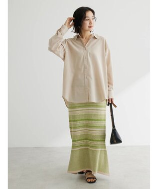 Green Parks 綿麻混レギュラーシャツ Light Beige