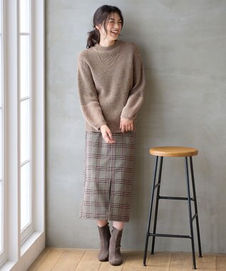 ANY ラムウールフェザーコンビプルオーバー モカ