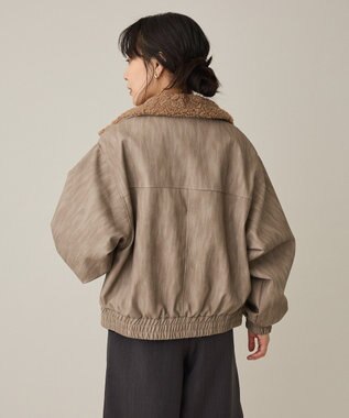CRAFT STANDARD BOUTIQUE フェイクレザー衿ボアブルゾン Beige