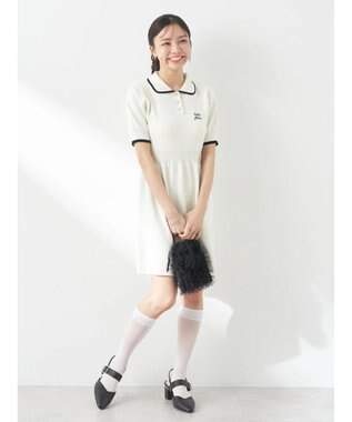 earth music&ecology ワンポイントポロワンピース White