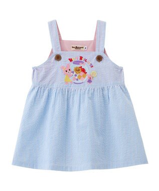 MIKI HOUSE HOT BISCUITS 【70-110cm】 キャビット×お菓子シリーズ サッカー素材ジャンパースカート サックス