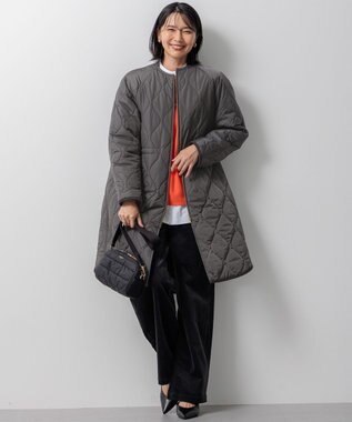 23区 L 【洗える/撥水加工】中綿 ロング パディング アウター グレー系