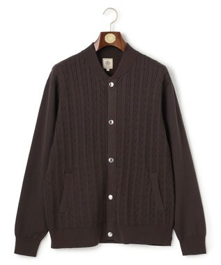 J.PRESS MEN 羽織るだけで整う大人の品格【ストレッチ / イージーケア】【FLEX YARN】ケーブルニット ブルゾンライク カーディガン ブラウン系