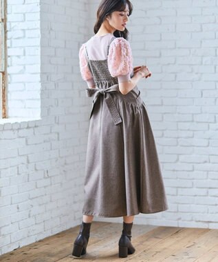Feroux バッグリボン ジャンパースカート ダークブラウン系