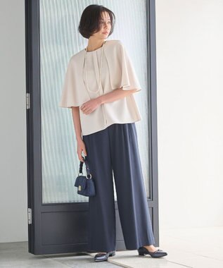 自由区 【洗える】バックサテンジョーゼット  ブラウス ベージュ系