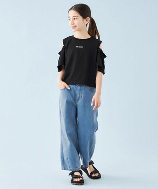 UNFILO 【110-150cm】アソート デザインTシャツ ブラック[オープンショルダー]