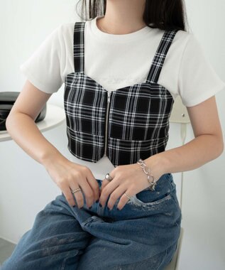 WEGO ジップビスチェ ブラックチェック1