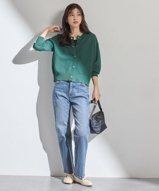 ANY シアーニットショートカーディガン グリーン